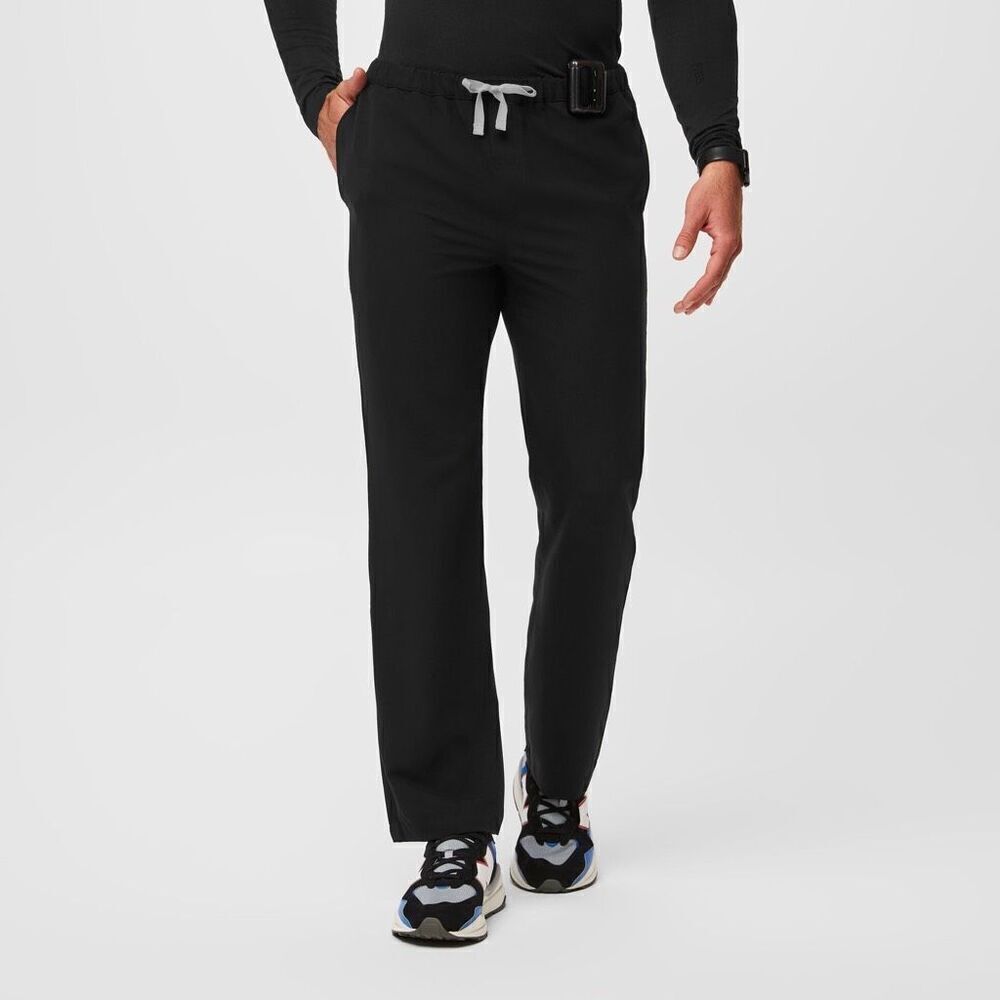 FIGS Pisco Basic Scrub Pant Elastic Waist Back Side Pocket Black Mens Size Large